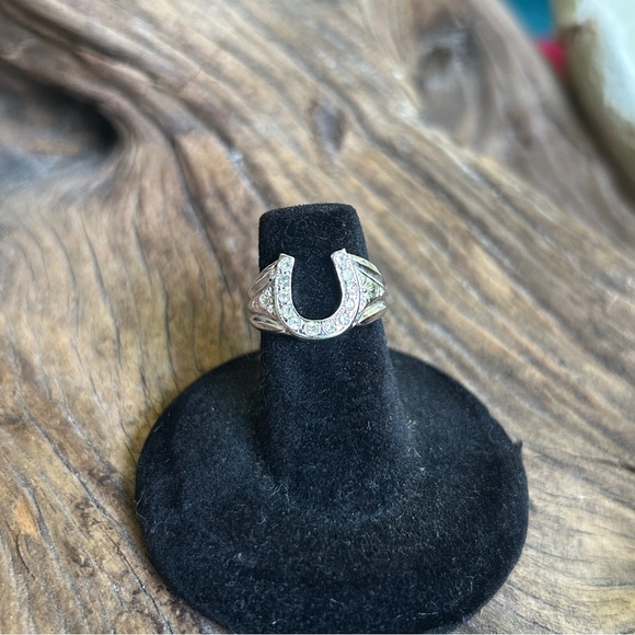 Uncas Jewelry - UNCAS VINTAGE HGE WHITE GOLD HORSESHOE RING KARATCLAD RING SILVER HORSESHOE RING